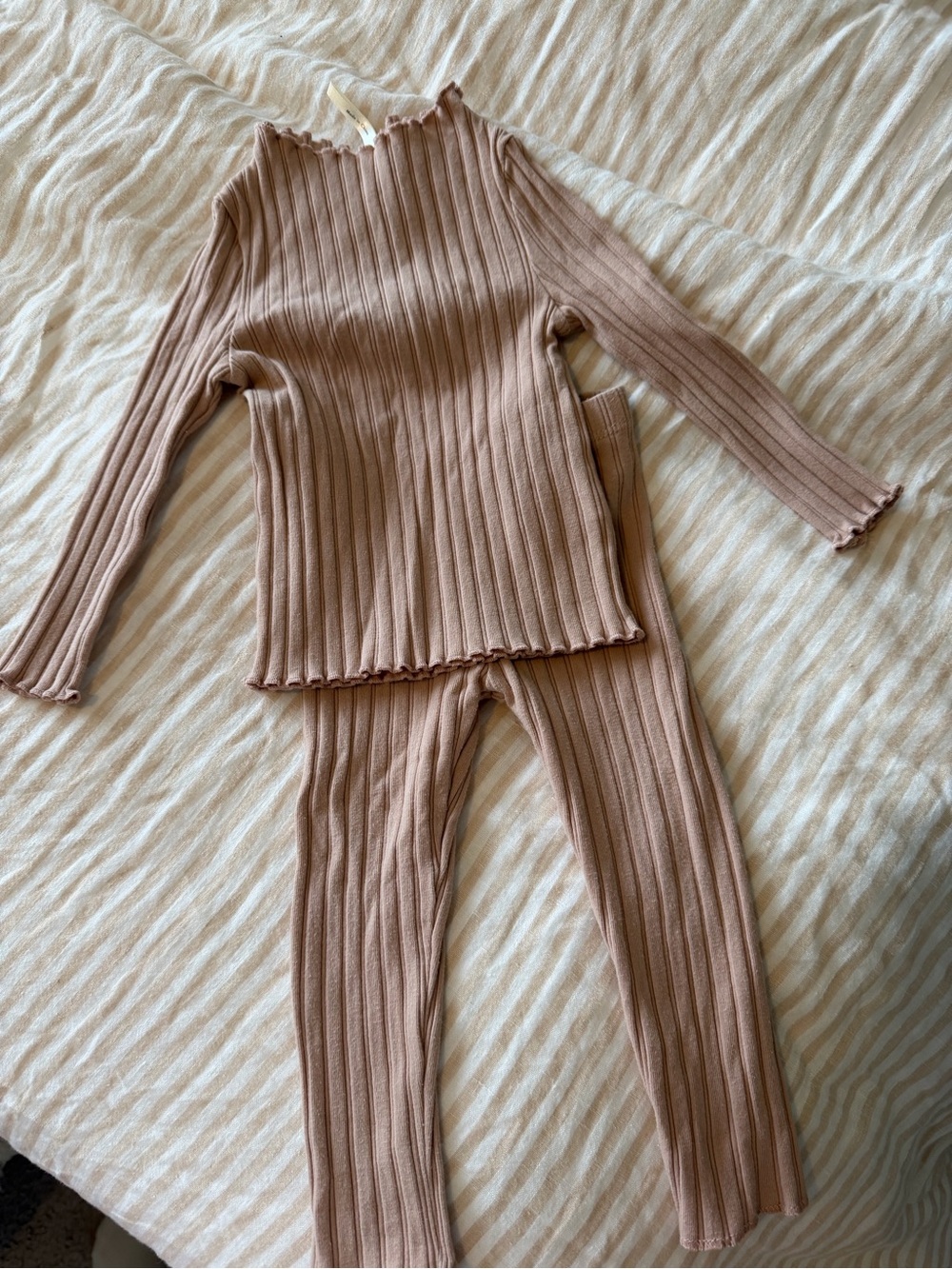 Rylee + Cru Ribbed Knit Matching Set in Mauve Pink